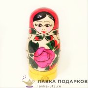 НП / Матрешка семеновская «Россияночка» 4 места, 9 см. красный платок  