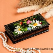 Купюрница - шкатулка лаковая «Ромашка с ягодами» 17 х 09 х 04 см. 243,1172 