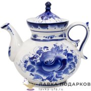 Гжель / Чайник фарфоровый 880 мл h=18 см авт. Розанов 