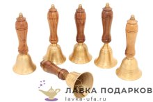 ЛГ / Колокольчик латунный на деревянной ручке 14х6см антик Кл-4695-2 