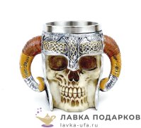 П-М / Кружка пивная «Скелет - Козерог» 450 мл. цв. хром (металл внутри) 3037 