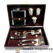 Павлово / Набор с фляжкой на 3 персоны «Шкатулка, люкс» Ш_5 (А) 