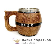 П-М / Кружка пивная «Бочка» 450 мл. (металл внутри) 8151 