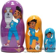 UEFA / Матрешка сувенирная «Скилзи - талисман» 3 куклы 11 см. цв. фиолетовый + коробка U-05-2 