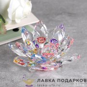 ИНТ / Подсвечник «Лотос» цветной кристалл 10 см стекло GT793 