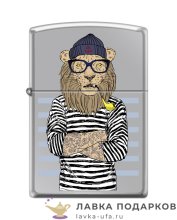 Zippo / Зажигалка 250 «Лев Лион» 56 х 36 х 12 мм. хром глянцевый 