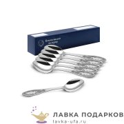 КМ / Ложка столовая «Пламя» 18 см. посеребренная с чернением (6 шт)  
