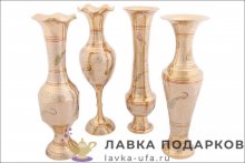 Кашмир / Ваза латунная с эмалью 24 х 08 х 08 см. белая (CDC) 4 вида В_2337.10.5  