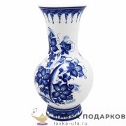 Гжель / Ваза декоративная «Ирис» 25 х 12 х 12 см. авт. Хазова И.А. 
