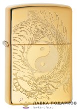Zippo / Зажигалка 49024 «Тигр и Дракон» 36 х 12 х 56 мм. латунь полиш 