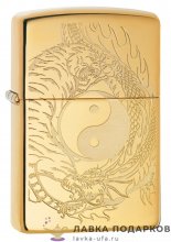 Zippo / Зажигалка 49024 «Тигр и Дракон» 36 х 12 х 56 мм. латунь полиш 