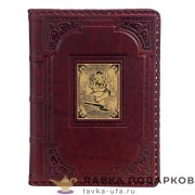 Макей / Ежедневник недатированный А5, обложка кожа с накладкой «Строителю» цв. бордовый + зол.  