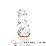 БФ / Статуэтка «Тигр на пьедестале» Башкирский фарфор 12см сувенир фигурка подарочная 