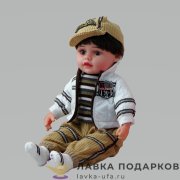 ИР / Кукла фарфоровая «Иветта» 40 см бело-синяя с бантом и сумочкой 