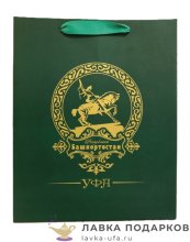 УП / Пакет подарочный «Башкортостан» 40х14х31см картон зеленый горизонтальный большой 