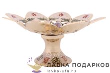 Кашмир / Вазочка латунная на ножке 20 х 20 х 10 см. эмаль белая Фр_70708 