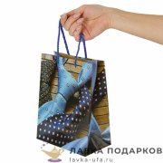 УП / Пакет подарочный «Галстуки» 18х10х23см бумага синий вертикальный малый 606586 