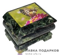 УК / Шкатулка-ларец «Бабочка» 9х7х6 см змеевик 5012 