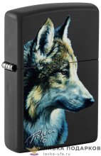 Zippo / Зажигалка бензиновая Zippo 48598 «Волк худ. Линда Пиккен» цв. черный матовый 