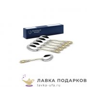 КМ / Ложка чайная «Номер 1» 14 см. посеребренная с позолотой (6 шт)  