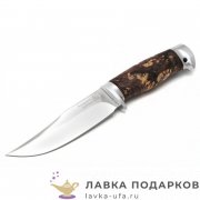 Златоуст / Нож туристический «Домбай», сталь ЭИ-107, рукоять кожа + латунь. ст. гравировка  