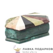 Камень / Шкатулка с зеркалом и разделением «Мозаика» 19 х 10 х 07 см. змеевик 1481 