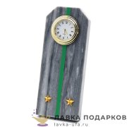 УК / Настольные часы «Погон лейтенант ПВ» 6х15см мрамор ведомственные сувенирные 6659ос 