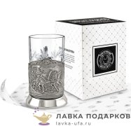 КМН / Подстаканник Кольчугино «Тройка» со стаканом (хрусталь), никель, Триумф 