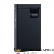 КП / Зажигалка газовая S.Quire 72х42 мм черный хром — турбо с двойным пламенем FL011 
