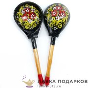 НП / Расписная ложка, столовая «Рябинка» 21 х 06 см. цв. черный 6501 