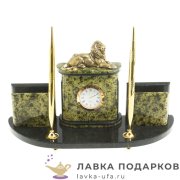 УК / Письменный набор из змеевика «Лев», бронза, 30х10х22 см (2591) 