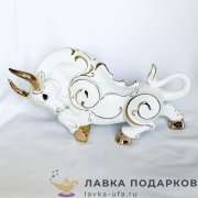 Delicate / Фигурка «Бык» 40 х 20 х 16 см. белый с позолотой ДВ_569 