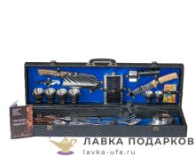 КР / Набор для пикника на 4 персоны (32 предмета) кейс 80 х 10 х 22 см. строчка велюр синий (14) 