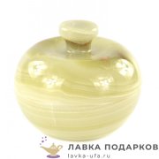 УК-К / Шкатулка из камня со съемной крышкой 10х10х7см змеевик, каменная роспись 10108 
