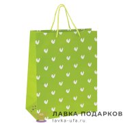 УП / Пакет подарочный «Галочка» 26х13х32см бумага зеленый вертикальный средний 606603 