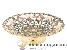 Кашмир / Вазочка латунная на ножке 19 х 19 х 05 см. эмаль черная Фр_4121_2 