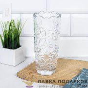 ИНТ / Ваза для цветов «Труба» прозрачная с узором 17 см стекло DSHP122-1 