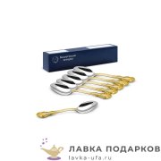 КМ / Ложка чайная «Юбилейная» 14 см. посеребренная с позолотой (6 шт) 