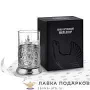 КМН / Подстаканник Кольчугино «Русское чаепитие» со стаканом (хрусталь), никель, Новая 