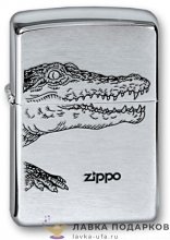 Zippo / Зажигалка 200 «Аллигатор с лого Zippo» 56 х 36 х 12 мм. хром матовый 