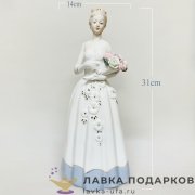 Seltmann / Статуэтка «Дама с букетом»  31 см. белый с позолотой ХР_3177 