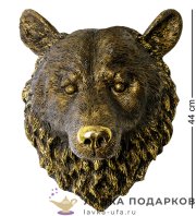Скульптура настенная «Медведь - голова» 44 см. цвет БРОНЗА  F_404_2 