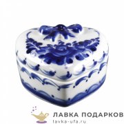 Гжель / Шкатулка «Гжельское сердечко» 05 х 08 х 08 см. авт. Селиверстова Г.И. 