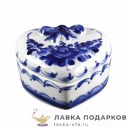 Гжель / Шкатулка «Гжельское сердечко» 05 х 08 х 08 см. авт. Селиверстова Г.И. 
