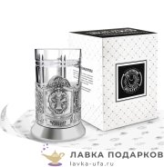КМН / Подстаканник Кольчугино «Нотариат» со стаканом (хрусталь), никель, Меценат 