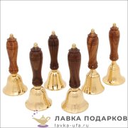 ЛГ / Колокольчик латунный на деревянной ручке 14х6см полиш Кл-4695-1 