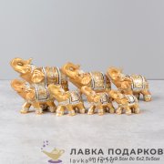 803-П / Набор статуэток «Семь слонов» золотистый полистоун хобот вверх 6-12см 7шт 8039А 