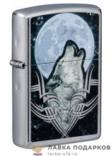 Zippo / Зажигалка 49261 «Волк воет» 56 х 36 х 12 мм. хром уличный 49261 
