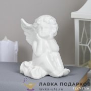 YZ-КЕР / Статуэтка «Ангел сидит» малая 12см белая керамика матовая декор YZ225 