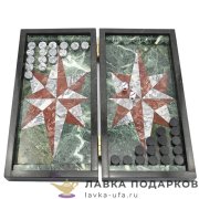 НИ / Нарды из камня «Роза ветров» 43х23 см змеевик лемезит в кейсе 3001 